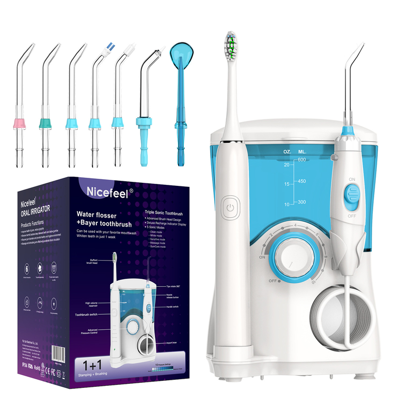 محصولات دندانپزشکی Sonic Toothbrush Water Flosser Family 600ml مخزن ABS OEM سفید
