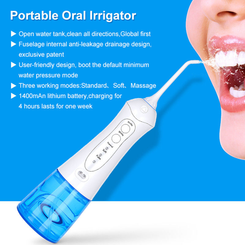تمیزکننده دندان شارژی Water Flosser قابل حمل با 3 حالت، تمیز کردن قدرتمند، مخزن آب 300 میلی لیتر، ضد آب IPX7