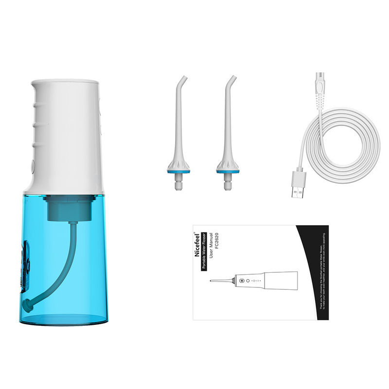 بهترین فلکسر قدرت الکتریکی برای مسافرت Nicefeel Closless Water Flosser IPX7 1900 mAh باتری
