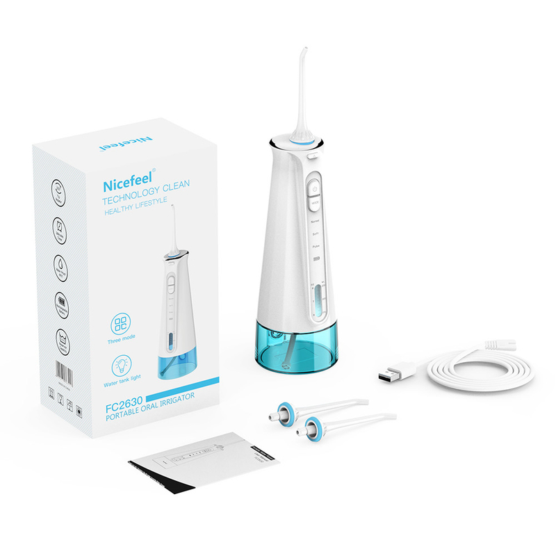 IPX7 دهان و دندان ضد آب Nicefeel Cordless Flosser Water Logo Oem Logo مخزن بزرگ آب Flosser آب شارژی